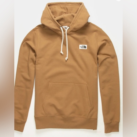The North Face Heritage Patch Hoodie Mustard Beige pullover Sz Small - Picture 1 of 11